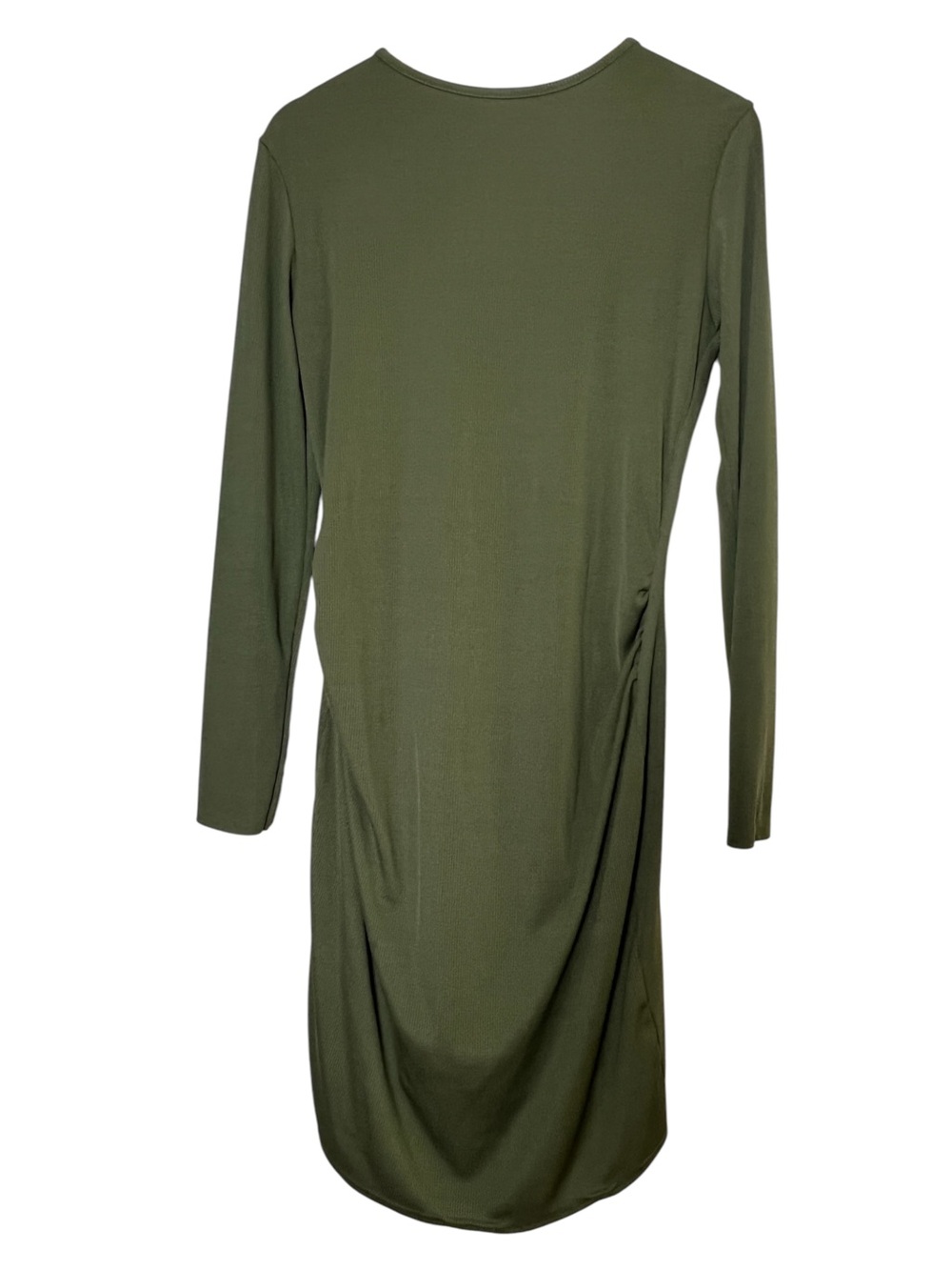 Boohoo Women’s Size 10 US Long Sleeve Ribbed Fitted Maternity Dress Olive Green - Picture 2 of 16
